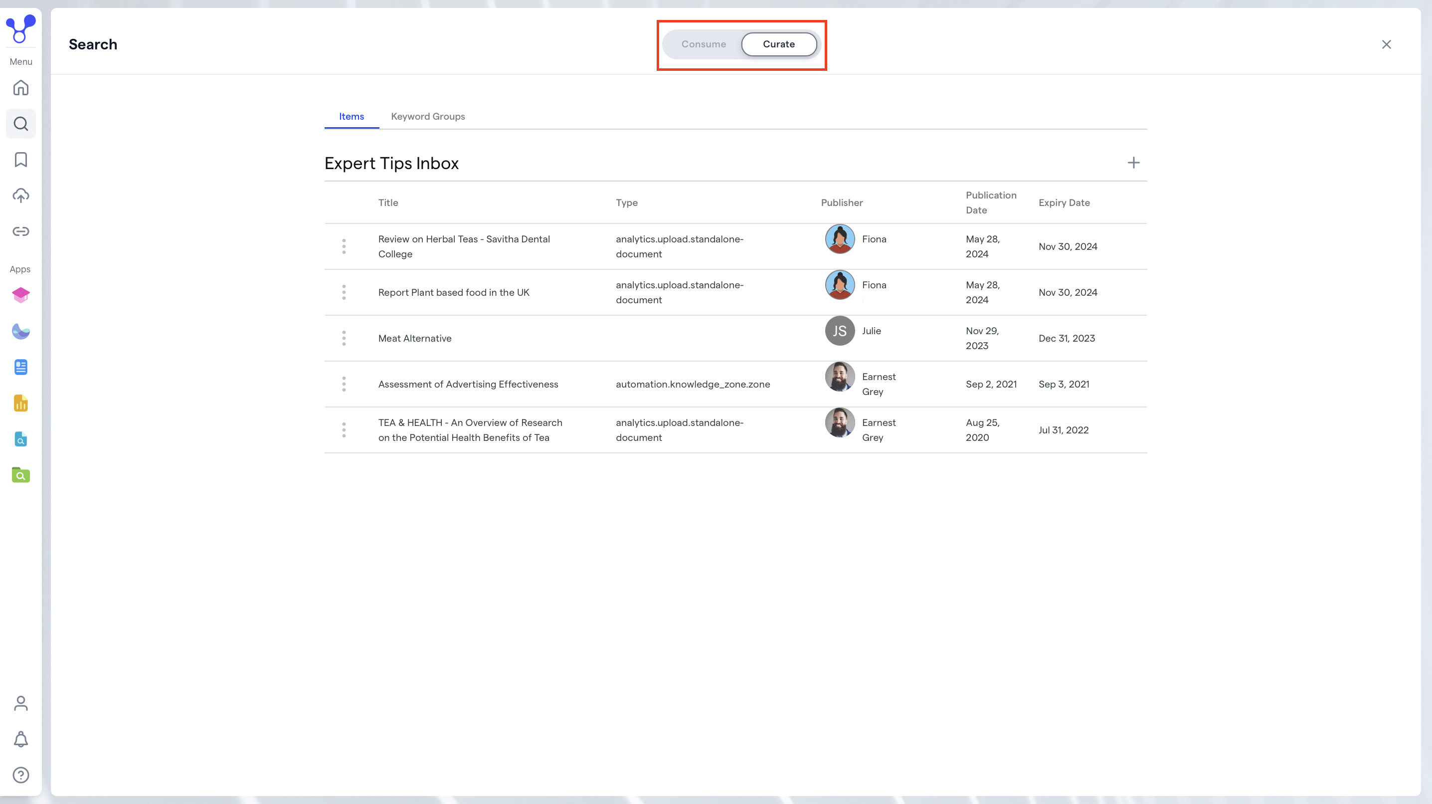 Consume-curate view in search .png